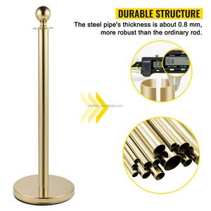 35.4 inch Vàng/Bạc kiểm soát đám đông <span class=keywords><strong>stanchion</strong></span> bài viết hàng đợi đỏ/đen nhung dây dòng rào cản với cơ sở ổn định cho sân vận động - Product Image 4