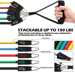 Costom Logo11Pcs Latex Pull up Exercise Bands 150 Lbs <strong>Elastic</strong> TPE Gym Fitness Resistant <strong>Loop</strong> Band Set with <strong>Handles</strong> - Product Image 4