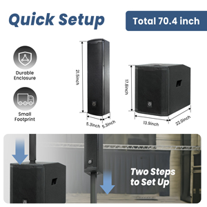 Accuracy Pro Audio AC49-MK2 1000W 12인치 우퍼 프로페셔널 오디오 PA 시스템 우든 액티브 어레이 파워드 컬럼 스피커 - Product Image 5