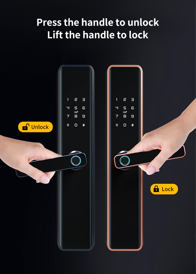 Economic Keyless Handle Fingerprint Door Lock with Wifi Tuya APP