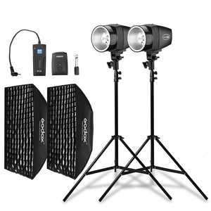 GODOX 360Ws 2x K-180AสตูดิโอStrobeแฟลช + RT-16 Trigger + 2x50x70 ซม.รังผึ้งตารางSoftbox + 2x190 ซม.Light Stand - Product Image 1