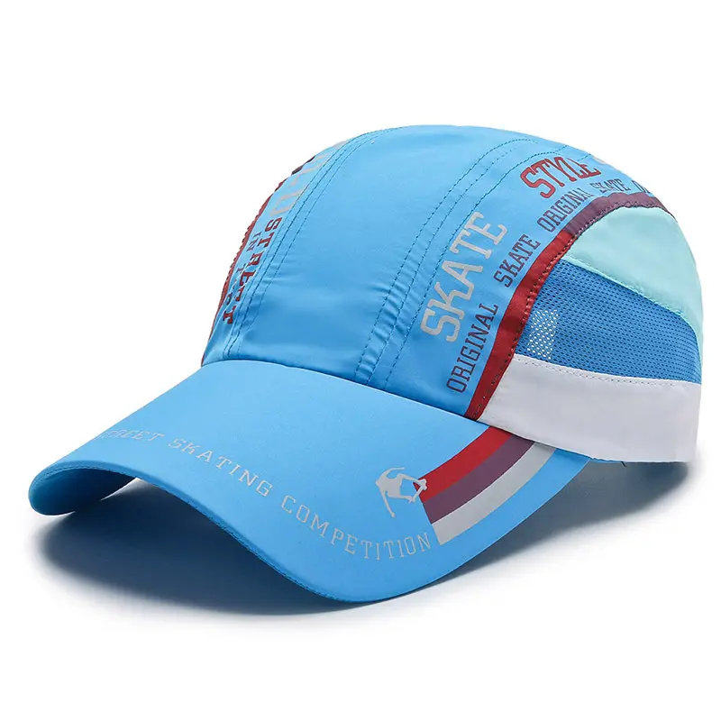 사용자 정의 인쇄 로고 상업용 접이식 메쉬 경량 폴리에스터 야구 모자 빠른 건조 비 구조 실행 골프 모자