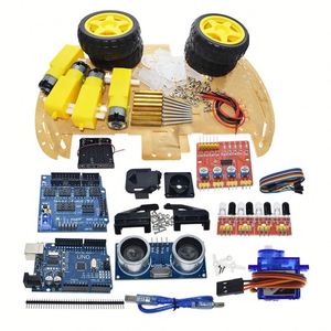 4WDスマートR3開発ボードSG90サーボHC-sr04ロボットカーDIYアクセサリーシャーシキット4輪駆動モーター - Product Image 1