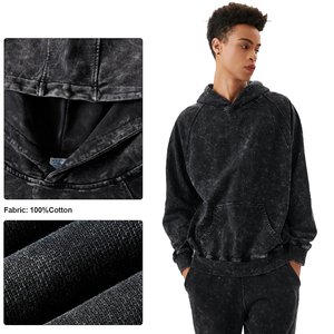 Cổ Điển Rửa Đau Khổ Áo Và Quần Bó Sát Thiết Lập Tùy Chỉnh 420 Gram Cotton Trọng Lượng Nặng Mens Không Có Chuỗi Áo Bộ - Product Image 3