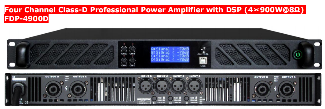 4*900Watt Pro Audio Amplifier KTV Class D Digital PA Amplifier 0
