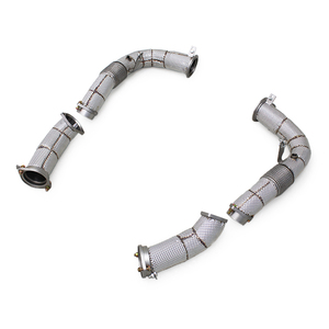BSKヘッダーダウンパイプBMW <span class=keywords><strong>M5</strong></span>/M6 G90/G99 LCI 4.4T 2024-2025 SUS304ストレートフリーフローパイプスポーツ排気システムヒートシールド