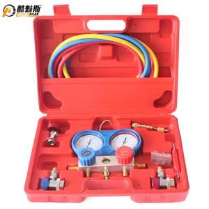 Hvac冷媒充電テストツールケースフッ素充填ツールキットR410a R22 R134a R404a 1.5M充電ホース付き