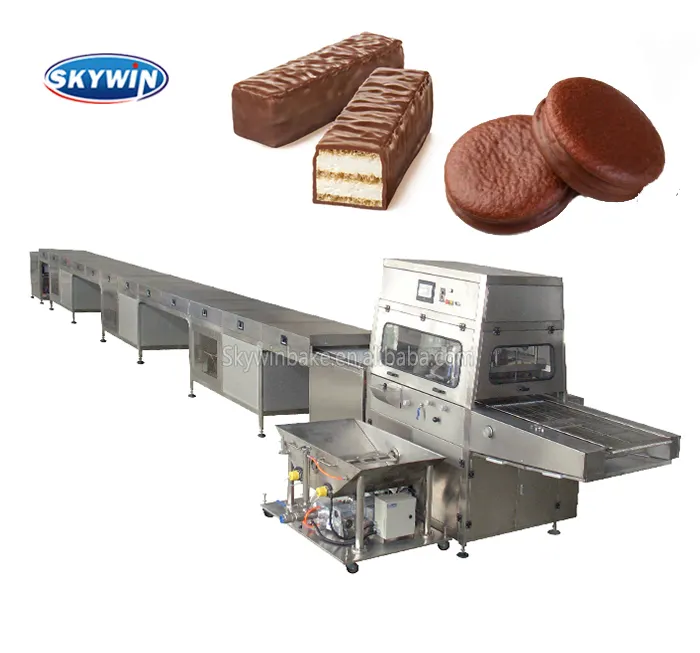 Skywin fabrika çerez gofret Bar çikolata kaplama makinesi soğutma tüneli