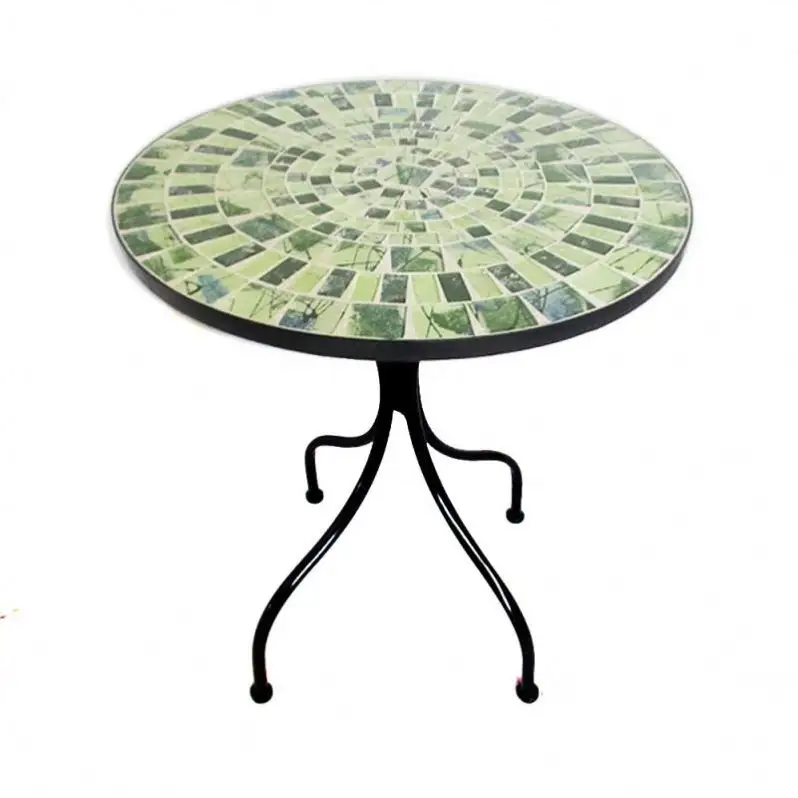 Vendita calda in metallo mosaico in ceramica artigianale bistrot Set di mobili da giardino esterni tavolo e sedia pieghevole