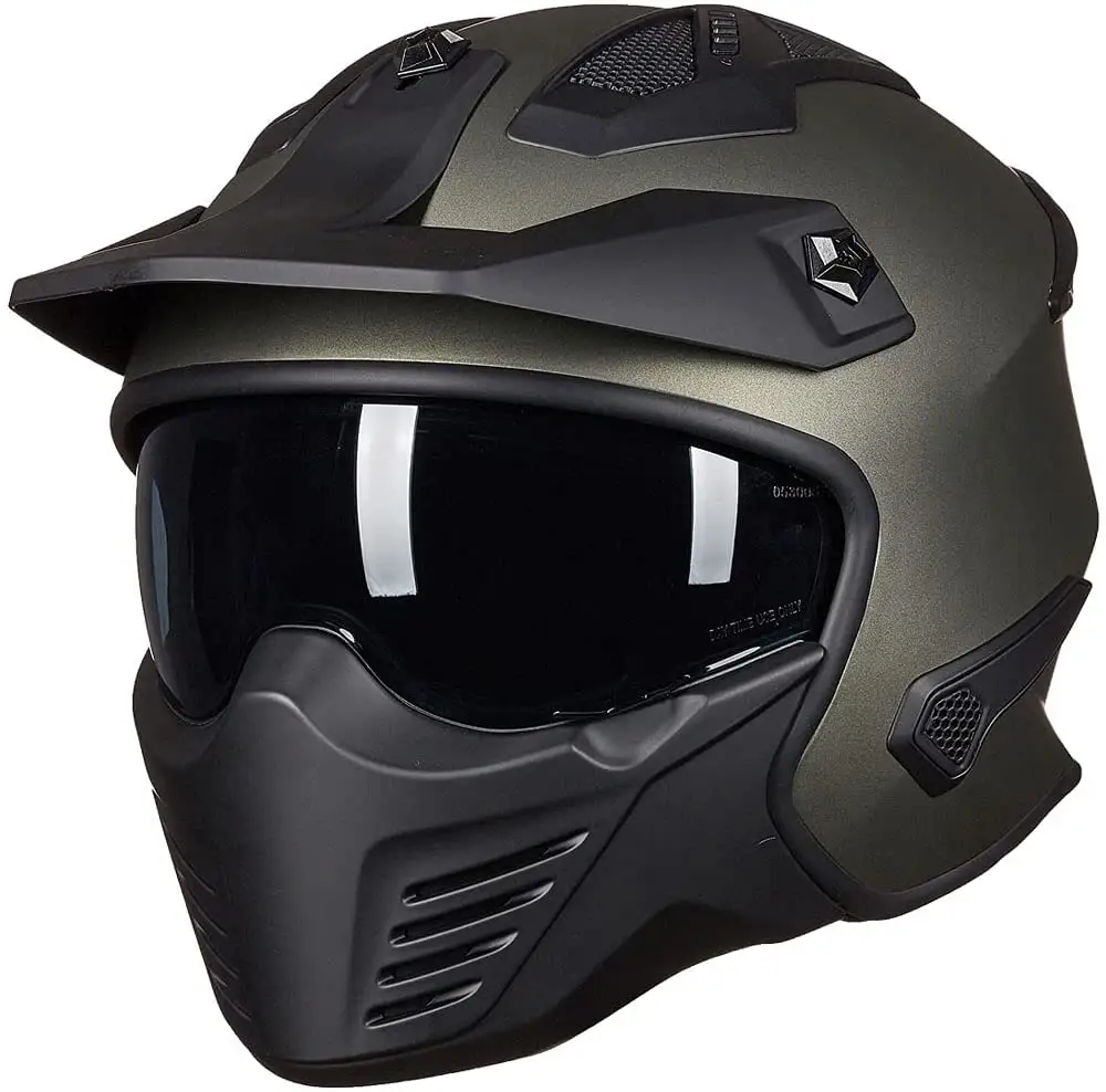 Helm Full Face Motor 3/4 Setengah, Helm Sepeda Motor untuk Sepeda Kumbang ATV Cruiser Skuter DOT Hijau XL Bernapas