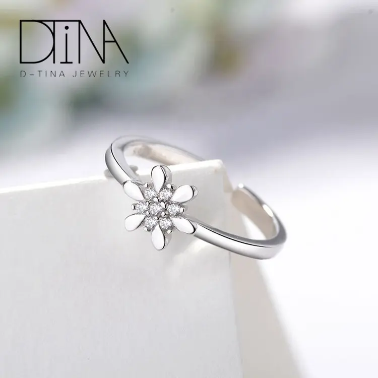 DTINA — bague ouverte en argent Sterling 925 pour femmes, anneau à fleurs délicates,
