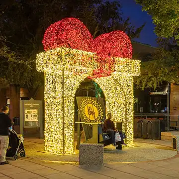 Grande motivo de Natal gigante ao ar livre luz led caixa de presente trenó rena árvore doces cana bola ornamento arco decorações