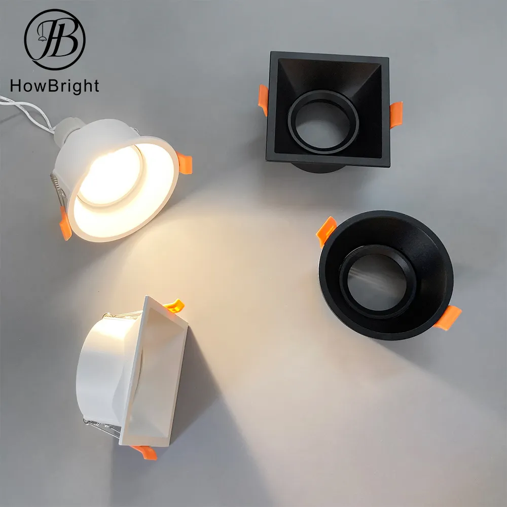 HowBright Modern Gu10 Aluminium Putih Hitam Bulat Persegi Tempat Langit-langit Komersial Indoor Tersembunyi Down Light