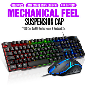 Combo de teclado y ratón con cable para juegos en Español Árabe TF200, juego de teclado con retroiluminación de arcoíris de 104 teclas para PC de escritorio - Product Image 2