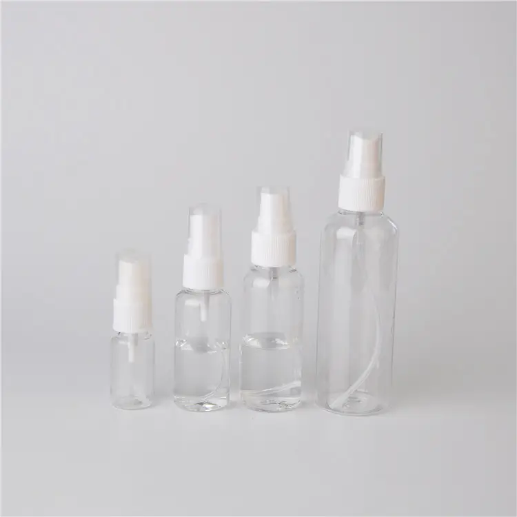 Venta al por mayor de Mini botellas de Spray de plástico transparente, transparente, vacías, pequeñas, para Perfume, niebla fina