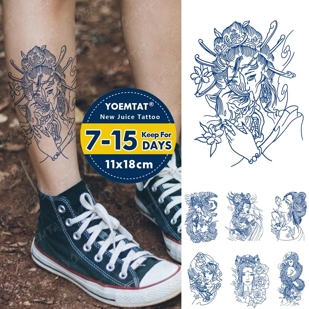 ガーデニアの安全な蝶と花の水転写タトゥーがデザインされた半永久的な植物ベースのタトゥーをカスタマイズ