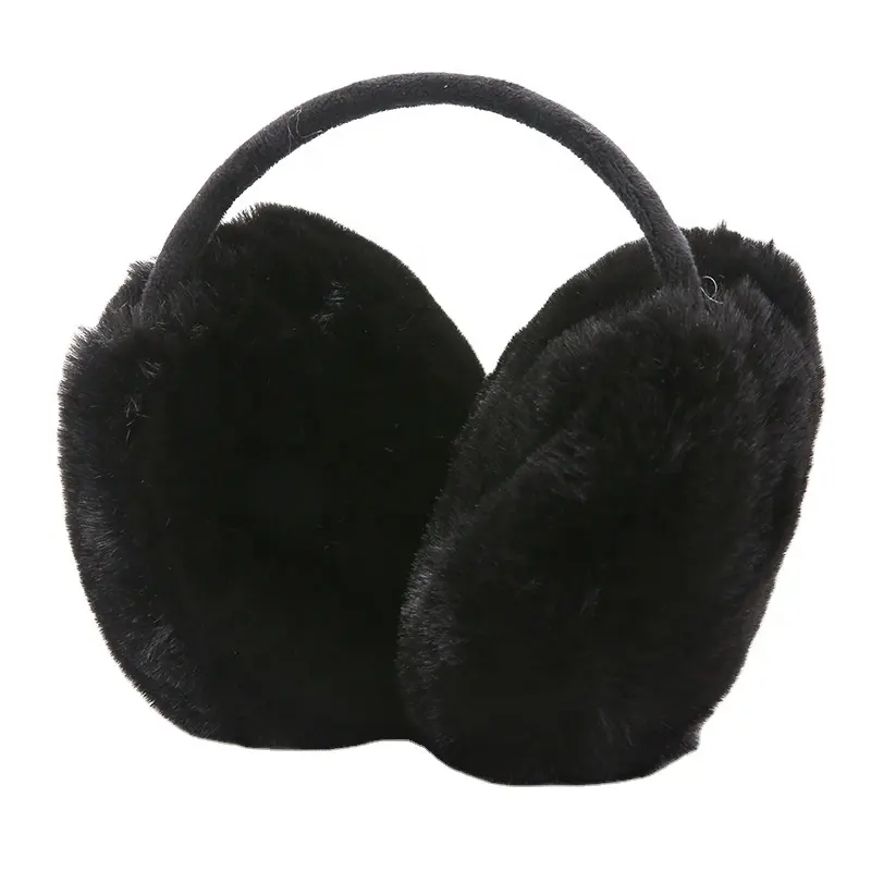 Unisex sıcak Faux kürklü kış açık Earmuffs kış katlanabilir kulak isıtıcı