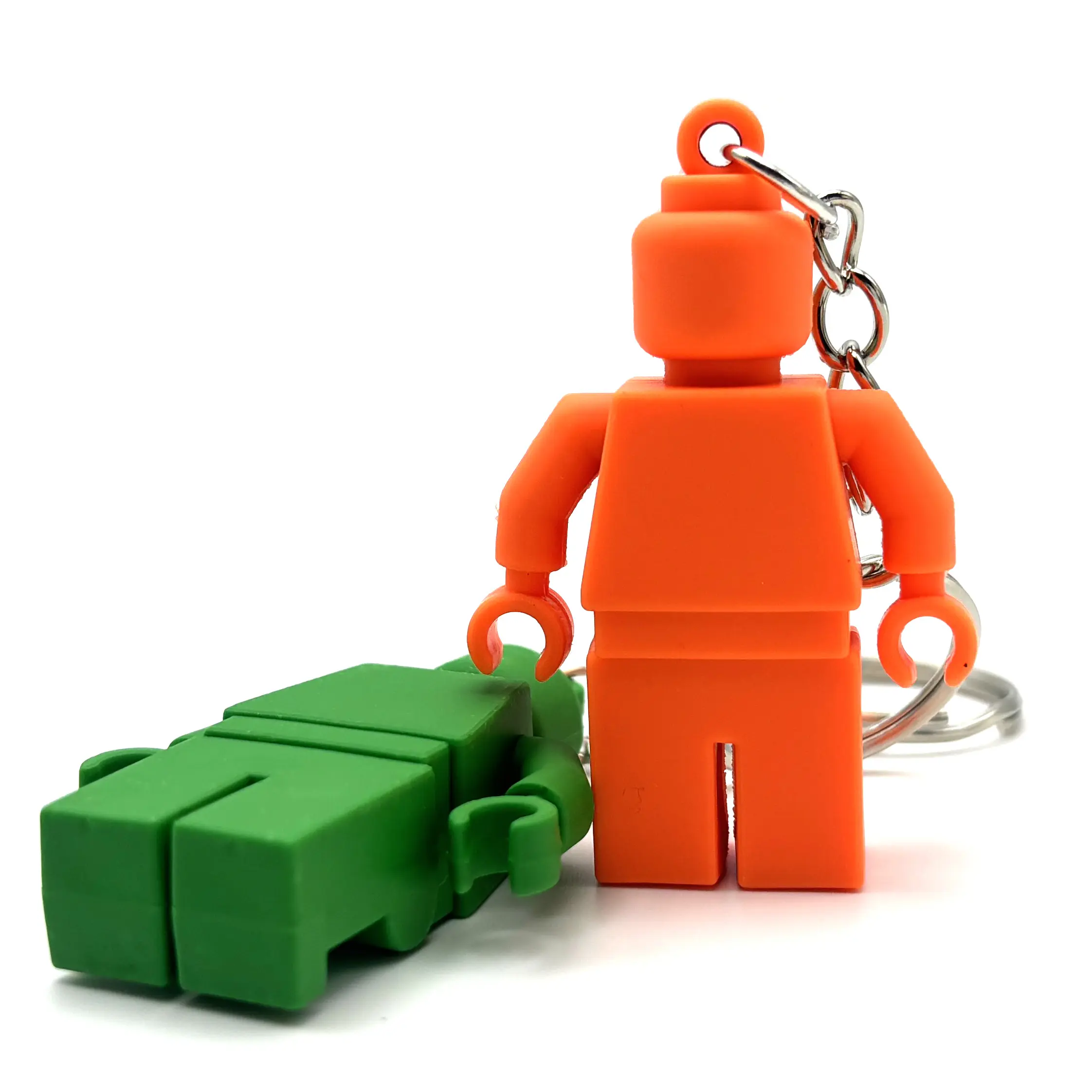 Llaveros de juguete de bloques de construcción creativos listos para enviar, llavero de muñeca de Color sólido en blanco, llavero de figura de Robot de personaje Mini de PVC