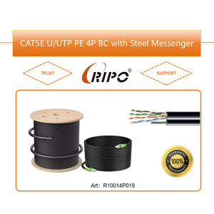 Cable Ethernet CAT5E U/UTP con conductores 4P CCA, chaqueta de PE y Mensajero de acero para redes al aire libre - Product Image 2