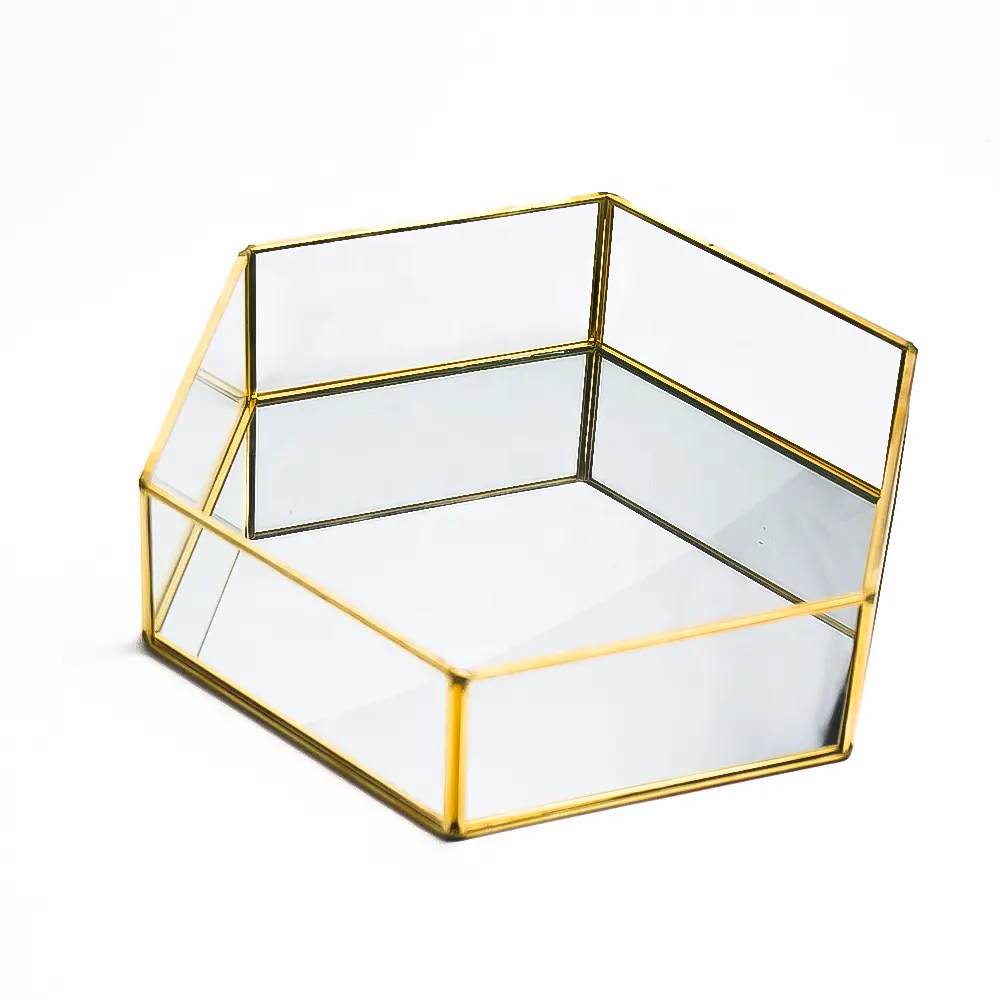 Modèle multiple Miroir de luxe moderne simple Plateau inférieur décoratif Plateau de parfum géométrique en verre pour bijoux