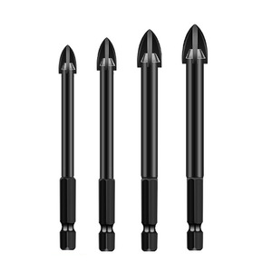 十字四刀片合金钻头多功能壁金属钻孔三角玻璃钻头组 - Product Image 1