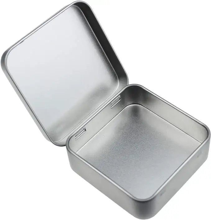 Fabrika fiyat gıda sınıfı özelleştirilmiş baskı metal şeker teneke kutu küçük menteşeli nane teneke kutu