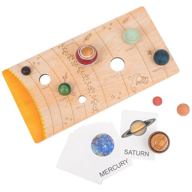 Hölzernes Sonnensystem Planet passendes Modell Spielzeug Montessori Planet Science Education Puzzle Board