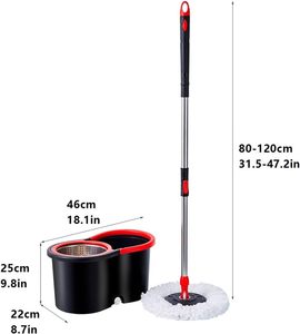 Microfiber <strong>Spin</strong> Twist Easy Clean Mop Set 360 Lazy Floor Hands-Free Cleaning with Steel Pole and Magic Flat Handle - Product Image 2