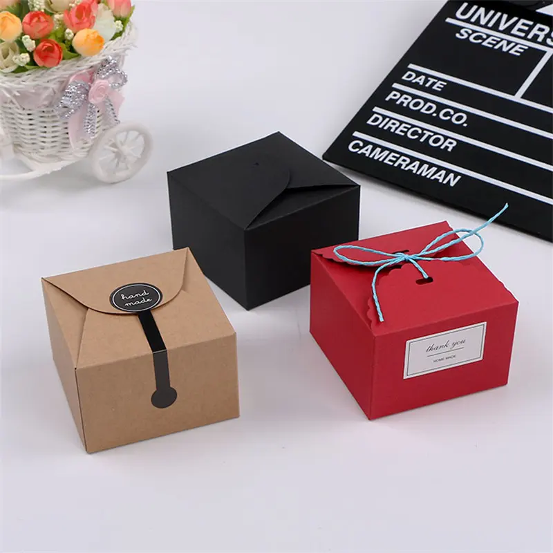 Caja de galletas de papel Kraft plegable impresa de nuevo diseño de fábrica, caja de regalo de dulces, cajas de embalaje de oblea ecológicas