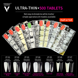 Vinimay ปลายเล็บ500ชิ้นฝาปิดแบบเต็มรูปโลงศพรูปกริชรูปวงรีทรงแงนักบัลเล่ต์ติดเล็บกล่องบรรจุภัณฑ์ - Product Image 2