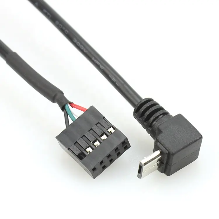 Kabel perakitan mikro usb ke 9 PIN, sudut kanan kustom, mikro b