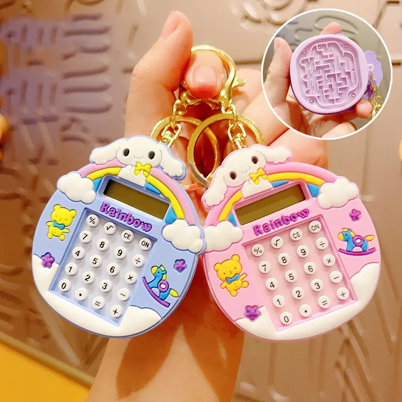 Multifunction maze kawaii cartoon cute kids toy key chain calculator for girls