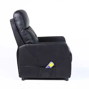 Moderner beheizter <span class=keywords><strong>6</strong></span>-Punkt-Massagestuhl Ausziehbare Ledertaschen Kunstleder polster Holzrahmen Faltbare Funktion - Product Image 3