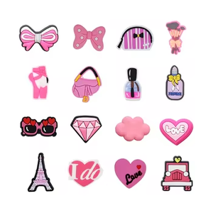 Yeni varış özelleştirilebilir pembe yay ayakkabı Charms benzersiz tasarım NY New York ayakkabı süslemeleri çiçekler ayakkabı tokaları zincirler aksesuar