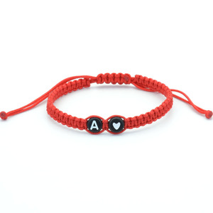 Trendy Flat Knot Woven Initial String Bracelet Adjustable Handmade Ropes Braided A-Z Black Letter Heart Bracelets for <strong>Couples</strong> - Product Image 1