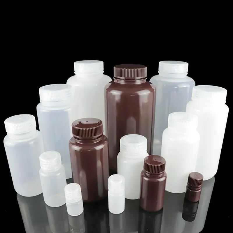 Cotaus 15ml 125ml 250ml 500ml 1000ml HDPE Plástico Boca ancha Laboratorio Botellas químicas para reactivos