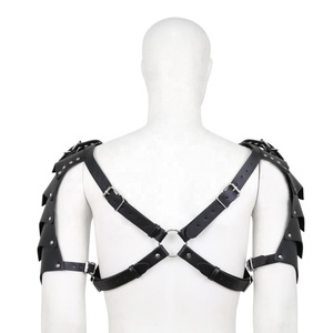 最新酷设计BDSM束缚恋物癖男士肩带仿皮同性恋黑色胸带BDSM性玩具