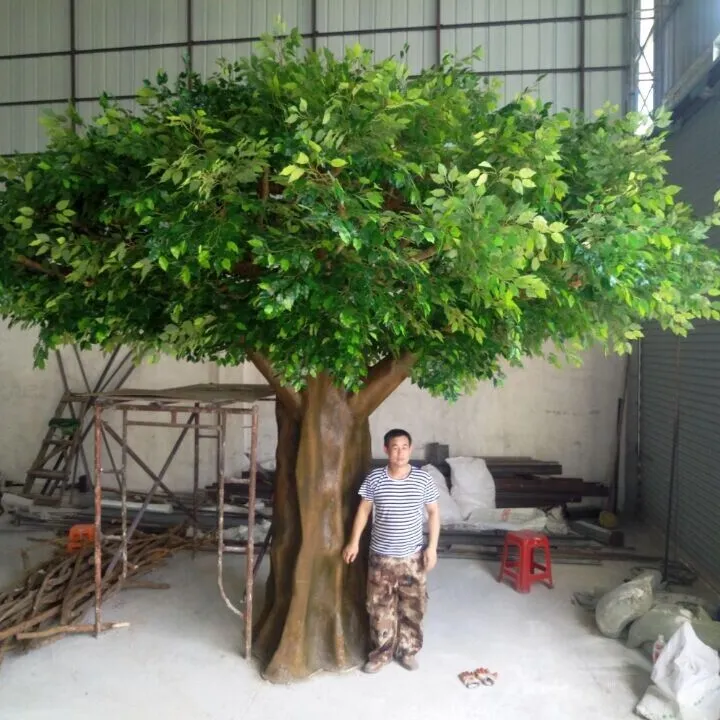 Árbol de roble artificial para decoración, ficus bonsái banyan árbol grande, nuevo diseño, en venta