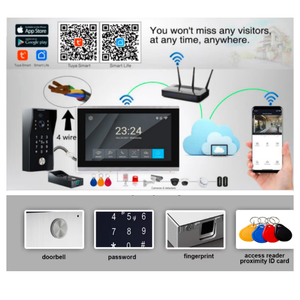 <strong>Fingerprint</strong> Unlock Tuya Smart 1080P 7inch LCD Wifi Video <strong>Intercom</strong> <strong>System</strong> Video Door Phone Camera With Motion Detector - Product Image 2