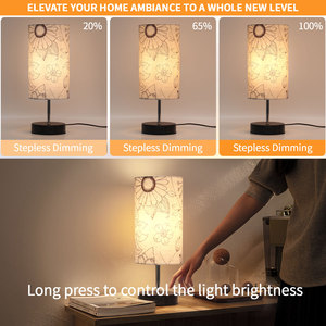 CL <strong>Lighting</strong> New Design Creative Modern Nightstand Ambient Table Lamp with Pattern Print Fabric Shade for Bedroom
