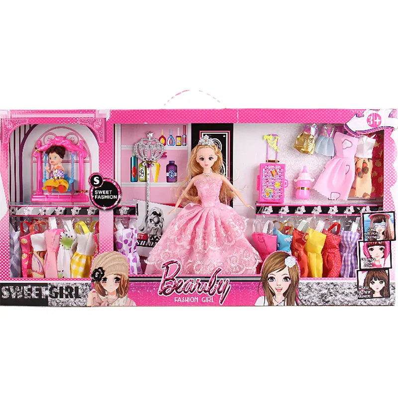 HY Toys grenzüberschreitend kinder hochzeitskleid prinzessin babypuppe kleiderschrank villa große geschenkbox kleines mädchen heim