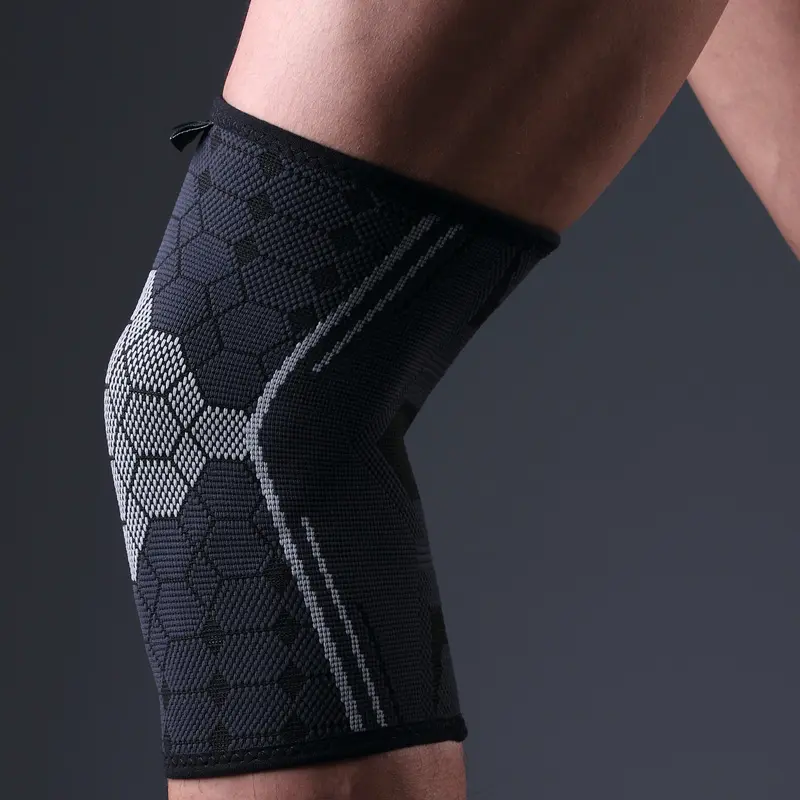 Soporte de manga de rodilla de punto elástico de compresión de nylon Spandex de moda al por mayor personalizado
