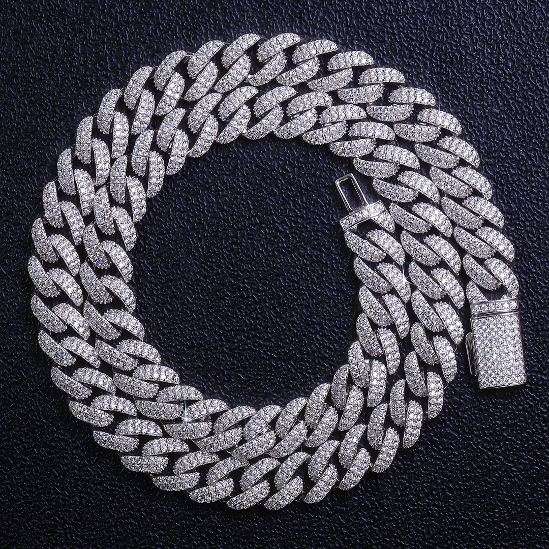 10mm Argent 925 2 rangs de pierres