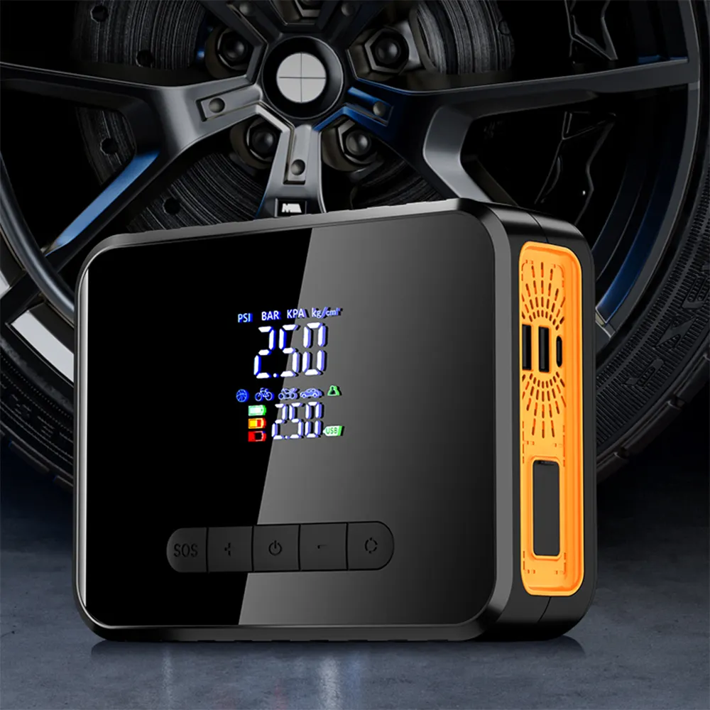 3 in 1 Portable Jump Starter Battery Pack Rechargeable Tire Inflator with Power Bank for Roadside Emergency
