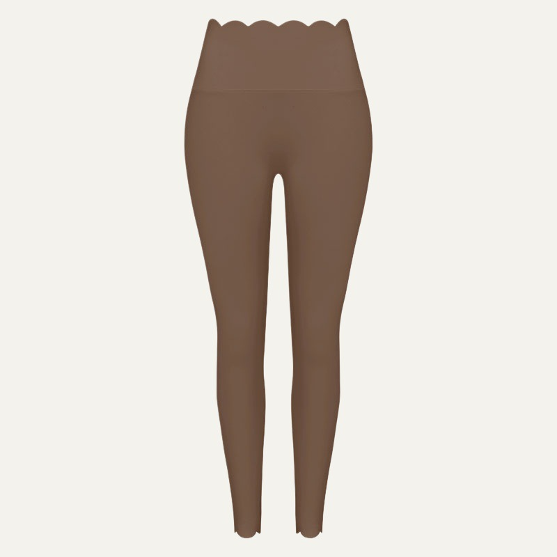 Leggings marrón trufa (cintura festoneada)