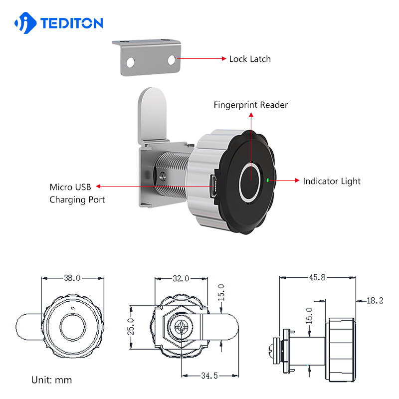 Stainless Steel Fingerprint Combination Cabinet Lock