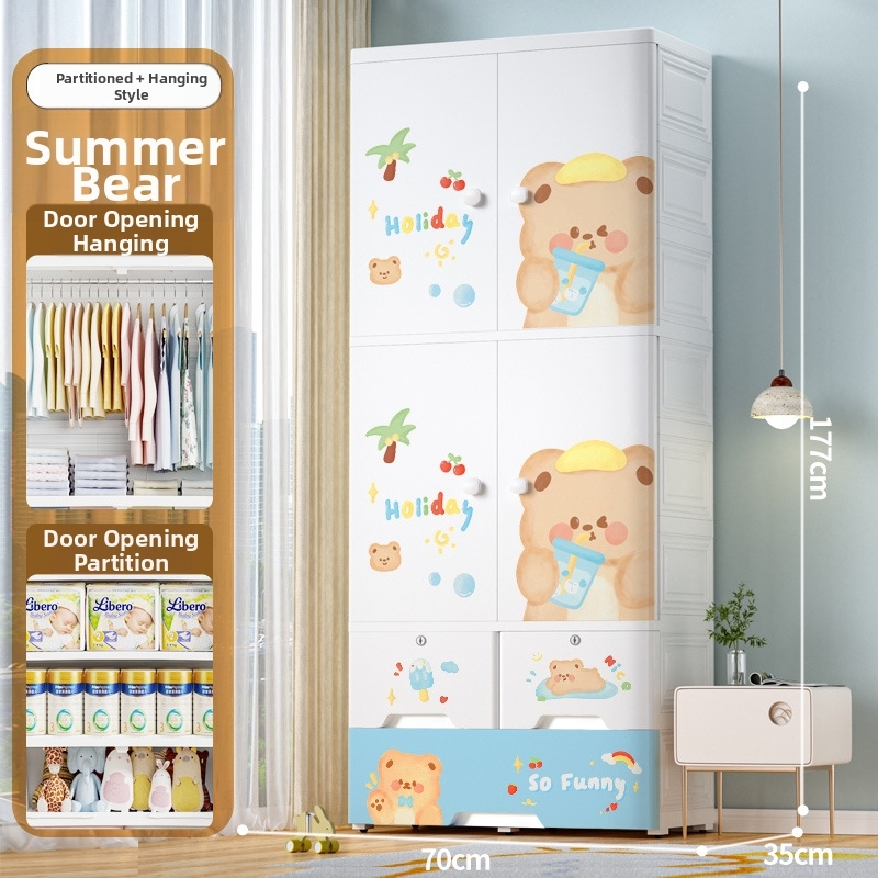 Porta doppia a 2 strati larga 70 cm con 4 cassetti Summer Bear