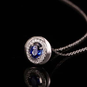 Tự Nhiên Hoàng Gia Màu Xanh 0.5 Carat Sapphire Mặt Dây Chuyền 18K Vàng Dát Kim Cương Đá Quý Vòng Cổ-Hợp Thời Trang Cưới Engagement Quà Tặng - Product Image 2