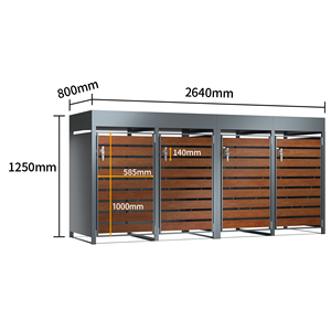 Cubo de basura de fácil montaje, caja de cubos de basura grandes bloqueables, contenedores industriales de Metal con ruedas, gabinete, cubierta de cubo de basura para exteriores - Product Image 4