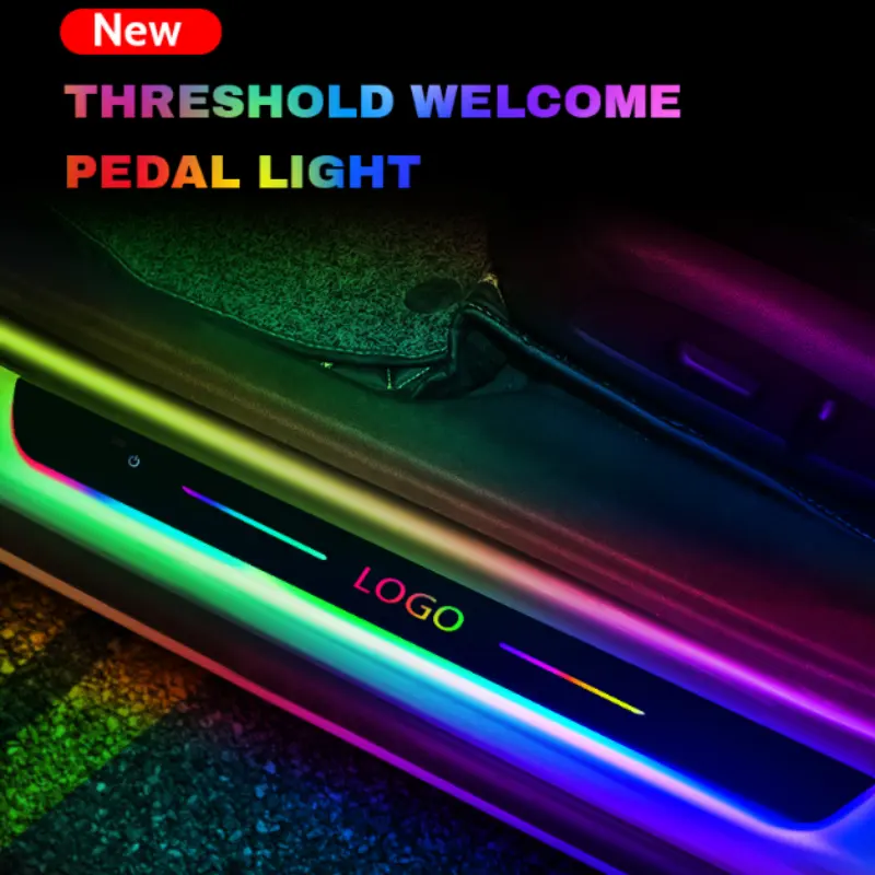 Universal USB Sonho Cor Perseguindo Carro Bem-vindo Pedal Scuff Luz Acrílico Movendo LED Porta Sill Placa Lâmpada Decorativa